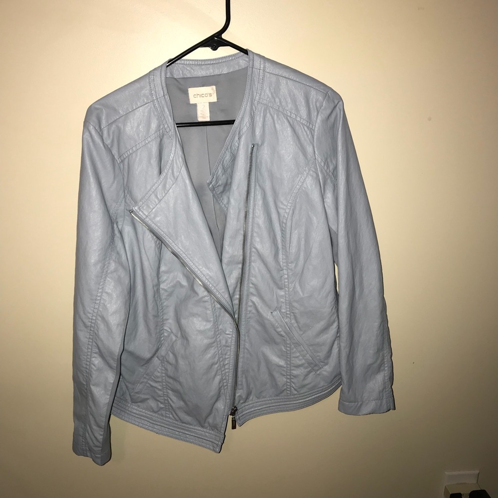 Chico’s Baby Blue Leather Jacket